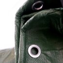 YERD 3x6m Abdeckplane mit Ösen, wasserdicht:  Gewebeplane britisch-grün,  180g/m² EXTRA starkes PE,  mit stabilen 12mm Aluminium-Metallösen, verstärkter Saum und extra verstärkte Eck-Ösen