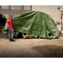 YERD 3x6m Abdeckplane mit Ösen, wasserdicht:  Gewebeplane britisch-grün,  180g/m² EXTRA starkes PE,  mit stabilen 12mm Aluminium-Metallösen, verstärkter Saum und extra verstärkte Eck-Ösen