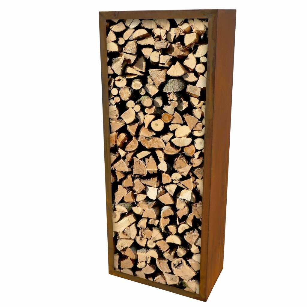 YERD Holzbox Holzregal: stabiles Kaminholz-Regal  aus echtem  Corten-Stahl ,150x60x37cm, Farbe Rost-Patina, verschweißtes Spezial-Stahl-Regal für Feuerholz, witterunsg-beständig, kann auch liegend als Beet-Einfassung verwendet werden... 	 
		 (Edel-Rost, Kaminholz-Regal, Corten, Holzregal, Feuerholzregal, Rost-Patina, Rost, )  
	