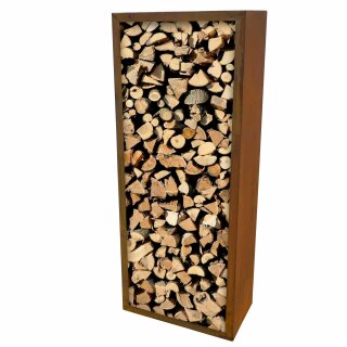 YERD Holzbox Holzregal: stabiles Corten-Stahl Kaminholz-Regal 150x60x37cm, Farbe Rost-Patina, verschweißtes Stahl-Regal für Feuerholz, stapelbar, verwindungssteif