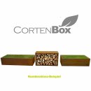 YERD  CortenBOX 150: Holzbox / Holzregal 150x60x35cm, stabiles Kaminholz-Regal  aus echtem  Corten-Stahl (!), Farbe Rost-Patina, verschweißtes (!) Spezial-Stahl-Regal für Feuerholz, Holzlege witterunsg-beständig