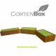 YERD CortenBOX 120:  stabiles  Kaminholz-Regal 120x60x35cm, Holzbox / Holzregal aus echtem Corten-Stahl (!),  Farbe Rost-Patina, verschweißtes (!) Stahl-Regal für Feuerholz (TOP Preis-/Leistung)