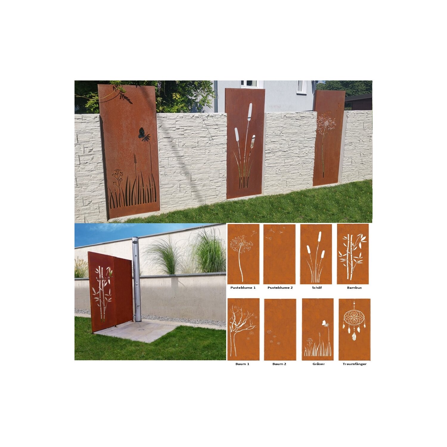 Edelrost Sichtschutzwand, 148 Cm Hoch X 60 Cm Breit – Gartenstele Aus Metall, Mit 2 Erdspießen