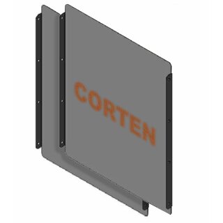 20cm Hochbeet Verlängerung CORTEN: 2 Seitenwand Cortenstahl gerade H80cm,   Länge 20cm