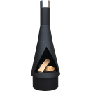 Terrassenfeuer / Grillkamin: YERD Gartenkamin Denver BLACK XL BBQ  160cm aus Stahl und Edelstahl, Barbecue Edition inkl. Grillrost