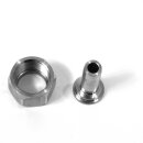 Schlauchtülle mit Überwurfmutter aus Edelstahl: Schlauchtülle 3/4 Zoll  flachdichtend (ohne Gummidichtung), Edelstahl, gedrehte Ausführung, Schlauch-Anschluss Tülle 13 mm, V4A
