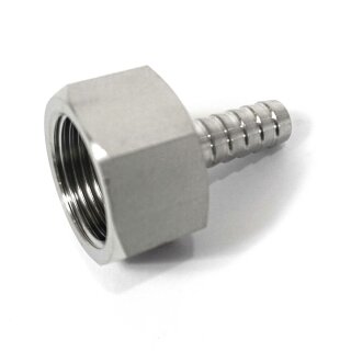 Schlauchtülle mit Überwurfmutter aus Edelstahl: Schlauchtülle 1 Zoll flachdichtend, Edelstahl, gedrehte Ausführung, Schlauch-Anschluss  Tülle, 13 mm, V4A