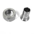 Schlauchtülle mit Überwurfmutter aus Edelstahl: Schlauchtülle 11/4 Zoll flachdichtend, Edelstahl, gedrehte Ausführung, Schlauch-Anschluss Tülle 25 mm, V4A