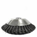 YERD Kegelbürste / Fugenbürste 190 mm: Wildkrautbürste für Motorsense mit 25,4mm (1" Zoll) Aufnahme, Stahldraht-Rundbürste inkl. Adapter für 20mm Freischneider-Anschluss, 0,5mm Stahldraht gezopft, Drahtbürste  für Motorsensen ab 1PS