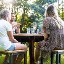 Basismodul Grill-Tisch 70cm:  rostige Primaterra Feuerstelle Calido 80x80cm Höhe 70cm, natürlich hergestellte Rost-Patina, aus 1,5mm Normalstahl, Design Feuerschale erweiterbar als Grill mit Feuerplatte / Feuerring...