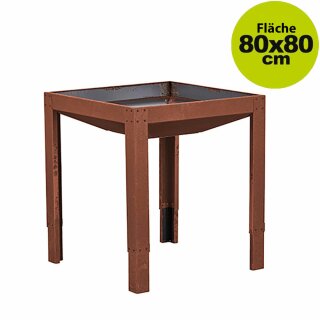 Basismodul Grill-Tisch 90cm:  rostige Primaterra Feuerstelle Calido 80x80cm Höhe 90cm, natürlich hergestellte Rost-Patina, aus 1,5mm Normalstahl, Design Feuerschale erweiterbar als Grill mit Feuerplatte / Feuerring...