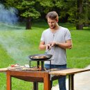 Basismodul Grill-Tisch 90cm:  rostige Primaterra Feuerstelle Calido 80x80cm Höhe 90cm, natürlich hergestellte Rost-Patina, aus 1,5mm Normalstahl, Design Feuerschale erweiterbar als Grill mit Feuerplatte / Feuerring...