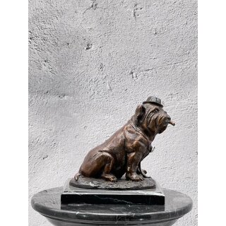 Details:   Bronzefigur "Hund mit Zigarre" braun lackiert / Bronzefigur,Bronzeskulptur, Bronzeskulptur, Hund mit Zigarre, Bronze lackiert, Bronzefigur günstig 