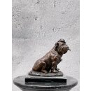 Bronzefigur "Hund mit Zigarre" braun lackiert