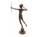 Bronzefigur "Diana groß", Akt, Frau mit Bogen,   braun lackiert