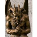 Gartendeko: Bronzefigur "Dämon / Teufel / Mephisto / Luzifer / Satan / Demon" - braun lackiert