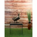 Gartendeko: Bronzefigur "Ente stehend groß" - gold braun lackiert