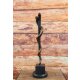 Bronzefigur "Äskulapstab" Apothekerstab - Schlangen-Stab auf schwarz marmoriertem Sockel - braun lackiert
