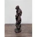 Gartendeko: Bronzefigur "Die Drei Affen gestapelt" braun lackiert (nicht hören, nicht sehen, nicht sprechen)