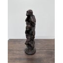 Gartendeko: Bronzefigur "Die Drei Affen gestapelt" braun lackiert (nicht hören, nicht sehen, nicht sprechen)