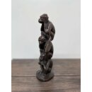 Gartendeko: Bronzefigur "Die Drei Affen gestapelt" braun lackiert (nicht hören, nicht sehen, nicht sprechen)