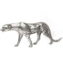 Extravagante Bronzefigur "Gepard silber"  80cm,  silber lackiert