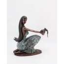 Restposten: Elegante Bronzefigur Aquarius - Sternzeichen Wassermann "Wasserfrau 39cm" patiniert