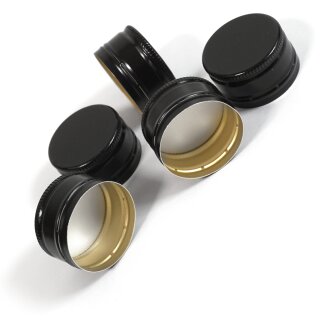 Maschinen-Schraubverschlüsse 31,5X18  für PP31.5 Flaschen, schwarz, mit  Abrisslasche / Originalitätsring