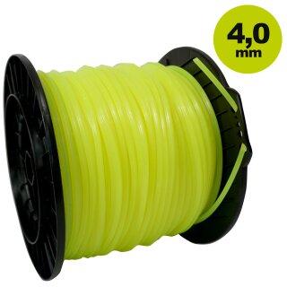 Freischneider Mähfaden 4mm (diagonal Durchmesser 5,7mm):  99m Kunststoff-Schneidfaden, quadratische Schneidkante,  neongelb, der bissige vierkant Nylon-Mähfaden auf günstiger Vorrats-Rolle