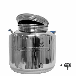 Edelstahlkanne 30 Liter Edelstahl Schraubhahn 1/2"