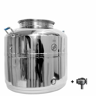 Edelstahlkanne 50 Liter Edelstahl Schraubhahn 1/2"