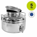 Edelstahlkanne 5 Liter mit festem Edelstahl Kugelhahn 1/2"