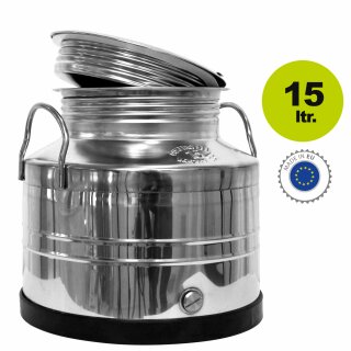 Edelstahlkanne 15 Liter Edelstahl Schraubhahn 1/2"