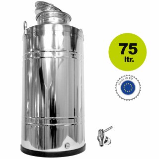 Edelstahlkanne 75 Liter Edelstahl Kugelhahn 1/2"