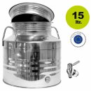 Edelstahlkanne gebördelt 15 Liter Edelstahl Kugelhahn 1/2"