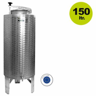 Edelstahl Branntweintank / Edelstahl-Fass 150 Liter   mit Domdeckel und Füßen / Bodenrest-Auslauf (versandkostenfrei)