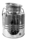 Fischer-Lahr® Edelstahlkanne Basic: Edelstahlbehälter mit Deckel - luftdicht, Edelstahlkanne 20 Liter OHNE Hahn,  Transportkanne / Getränkefass für Lebensmittel, gebördelt