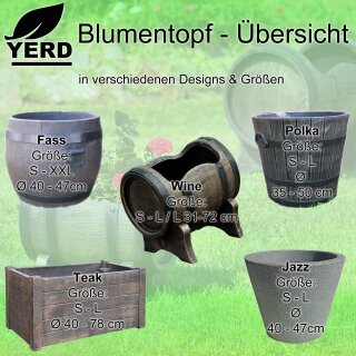 Details:   Blumentopf Blumenkübel: Fass Barrel Gr. XXXL (70cm x 68cm) / by YERD Barrik Countrystyle Weinfass Holz Optik / Blumentopf, Blumenkübel,   Gartentopf 