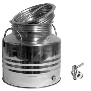 Edelstahlkanne gebördelt 20 Liter Edelstahl Kugelhahn 1/2"