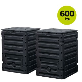 2er Spar-Set: ECO-Master Komposter 2x 300 L (600 Liter), schwarz  aus recyceltem PP, made in Germany