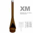 Gartenkamin mit Schronstein: Denver XM+ aus echtem Cortenstahl inkl. Grill-Rost Set, mit 100cm Rohr-Verlängerung