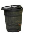 Yerd Regenfass / Regentonne 130 Liter , Holzfass Design im Country Stil, Set INKL. Untergestell, aus frostsicherem Kunststoff