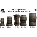 Yerd Regenfass / Regentonne 130 Liter , Holzfass im Country Stil, Set INKL. Untergestell, aus frostsicherem Kunststoff
