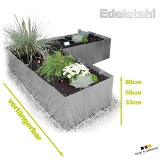 Hochbeet nach Maß: aus Metall - Edelstahlhochbeet "Corner 160" in verschiedenen Größen 50 cm Edelstahl
