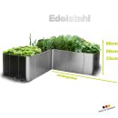 Edelstahlhochbeet "Corner 163" runde Ecke in verschiedenen Größen 33 cm Edelstahl