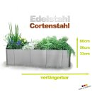 KONFIGURIERBAR: "Square 163" Hochbeet Edelstahl oder in Cortenstahl (rostig), runde Ecken, 163x60cm in verschiedenen Höhen (33cm, 50cm, 80cm), beliebig verlängerbar! (Versand kostenfrei *)