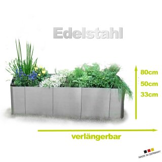 Hochbeet nach Maß - Hochbeet aus Metall: Edelstahl-Hochbeet "Square 163" H33  (163x62cm Höhe 33cm)  by YERD -- Made in Germany