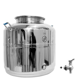 Fischer Polishline Edelstahlkanne 50 Liter V2A Kugelhahn 1/2"