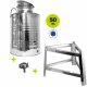 Edelstahlkanne 50 Liter gebördelt mit Fußgestell Edelstahl Schraubhahn 1/2"