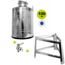 Edelstahlkanne 100 Liter verschw. mit Fußgestell Edelstahl Kugelhahn 1/2"